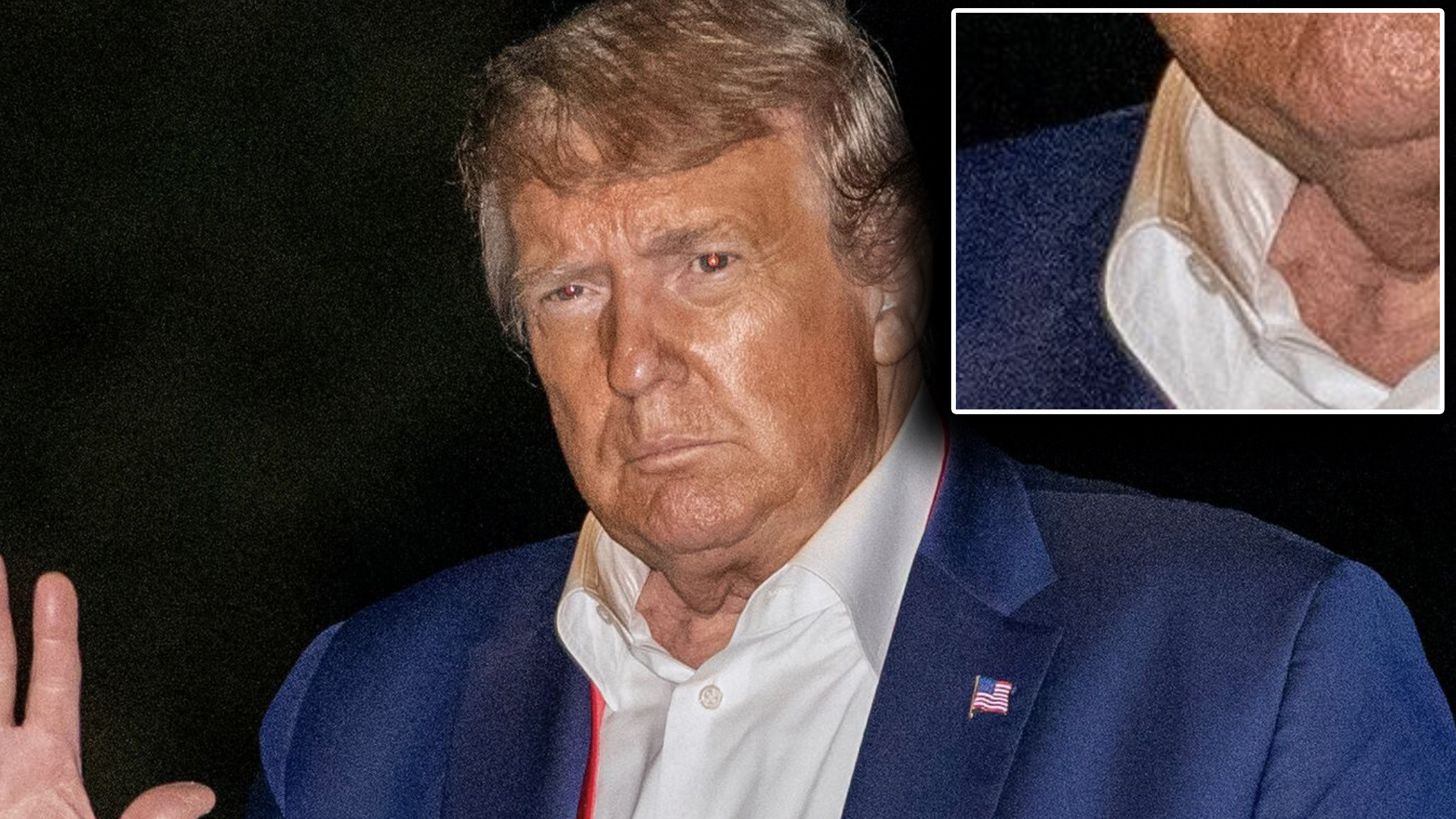 Humiliated Trump Spotted With Orange Makeup Smeared All Over His Shirt